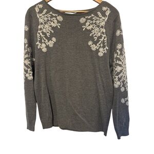 Market & Spruce Charcoal Floral Women's Sweater